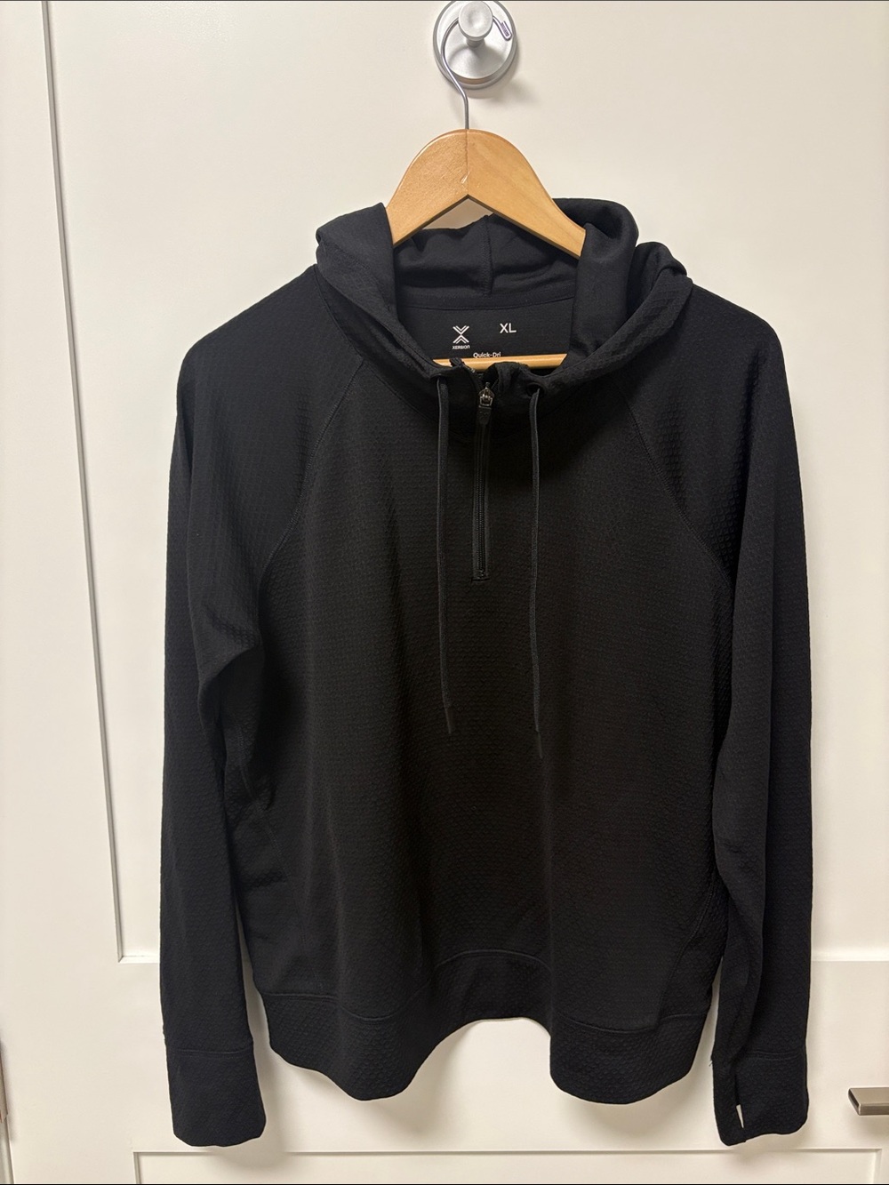 Xersion Black Half-Zip Hooded Pullover Quick-Dri lightweight